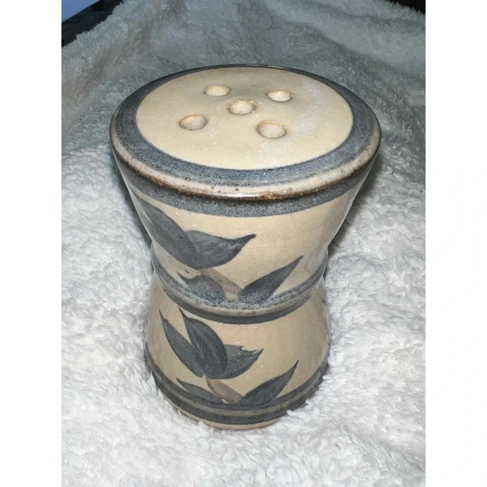 Pottery Cheese/Sugar Shaker Hand Thrown Signed DK 4-3/4